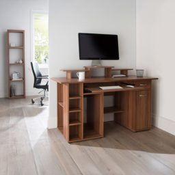 Alphason San Diego Single Door Single Drawer Walnut Office Desk - Size: 90 x 142 x 60cm - Wilko - thumbnail 5