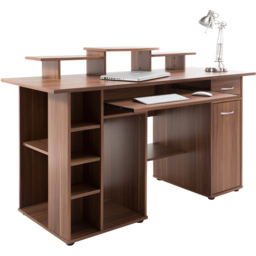 Alphason San Diego Single Door Single Drawer Walnut Office Desk - Size: 90 x 142 x 60cm - Wilko - thumbnail 4