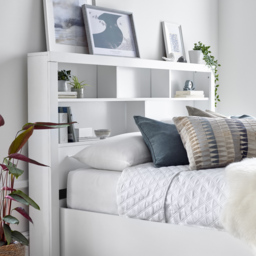 Arizona King Size White Wooden Bookcase Ottoman Bed - Bedmaster - Wilko - thumbnail 7