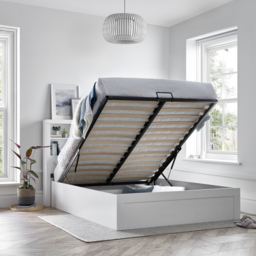 Arizona King Size White Wooden Bookcase Ottoman Bed - Bedmaster - Wilko - thumbnail 4