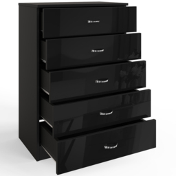 FWStyle Chilton 5 Drawer Black Gloss Chest of Drawers - Wilko - thumbnail 4