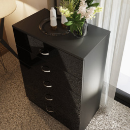 FWStyle Chilton 5 Drawer Black Gloss Chest of Drawers - Wilko - thumbnail 7