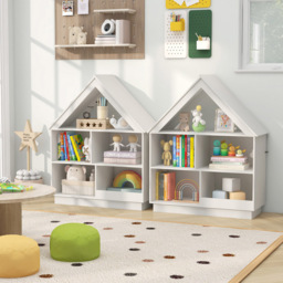 Costway 5 Shelf White Kids Wooden Dollhouse Bookshelf - Size: 88 x 34 x 108cm - Wilko - thumbnail 5