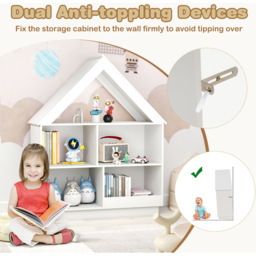 Costway 5 Shelf White Kids Wooden Dollhouse Bookshelf - Size: 88 x 34 x 108cm - Wilko - thumbnail 7