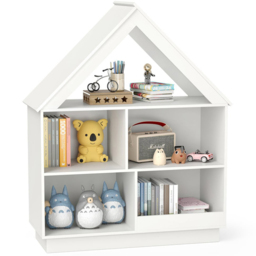 Costway 5 Shelf White Kids Wooden Dollhouse Bookshelf - Size: 88 x 34 x 108cm - Wilko - thumbnail 3