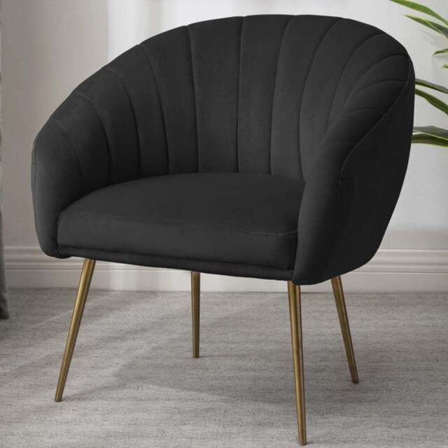 Artemis Home Helena Black Velvet Accent Chair - Size: Single - Wilko - image 1