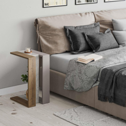 Decortie Muju Mocha Grey Oak and Gold Marble Effect Modern C Shaped Side Table - Size: 57 x 30 x 40cm - Multi - Wilko - thumbnail 5