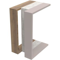 Decortie Muju Mocha Grey Oak and Gold Marble Effect Modern C Shaped Side Table - Size: 57 x 30 x 40cm - Multi - Wilko - thumbnail 4