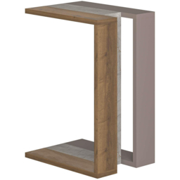 Decortie Muju Mocha Grey Oak and Gold Marble Effect Modern C Shaped Side Table - Size: 57 x 30 x 40cm - Multi - Wilko - thumbnail 3
