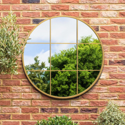 MirrorOutlet The Circulus Gold Metal Round Window Garden Wall Mirror 100 x 100cm - Size: 100 x 100 x 3cm - Wilko - thumbnail 3