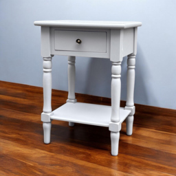 Acacia Home Art Deco Single Drawer Medium Wood Pine Side Table - Size: 65 x 45 x 35cm - Grey - Wilko - thumbnail 4