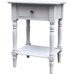 Acacia Home Art Deco Single Drawer Medium Wood Pine Side Table - Size: 65 x 45 x 35cm - Grey - Wilko - thumbnail 3