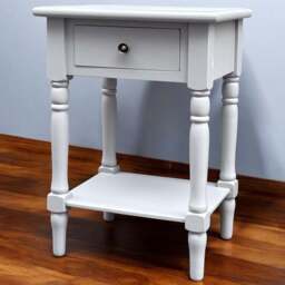 Acacia Home Art Deco Single Drawer Medium Wood Pine Side Table - Size: 65 x 45 x 35cm - Grey - Wilko - thumbnail 1
