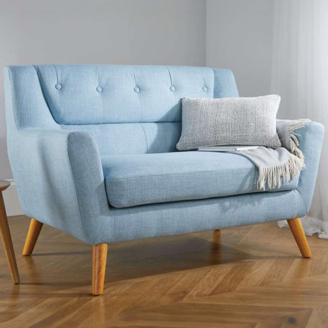 Lambeth 2 Seater Medium Duck Egg Blue Fabric Sofa - Birlea - Wilko - image 1