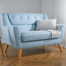Lambeth 2 Seater Medium Duck Egg Blue Fabric Sofa - Birlea - Wilko - thumbnail 1