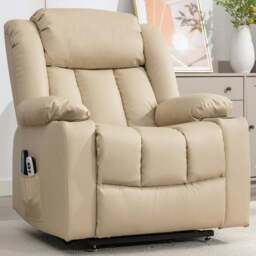 Artemis Home Sheridan Cream Massage and Heat Electric Recliner Chair - Size: Single - Wilko