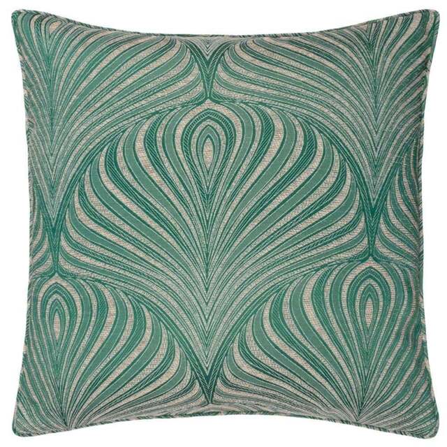 Paoletti Gatsby Emerald Jacquard Piped Cushion - Size: 55 x 55 cm - Green - Wilko - image 1