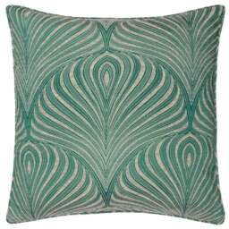Paoletti Gatsby Emerald Jacquard Piped Cushion - Size: 55 x 55 cm - Green - Wilko