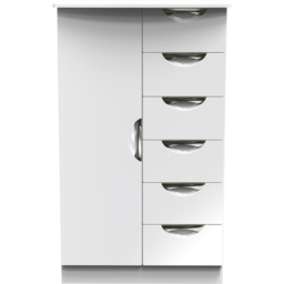 Crowndale Camden Single Door 6 Drawer White Gloss and White Kids Wardrobe Ready Assembled - White Gloss & White - Wilko - thumbnail 3