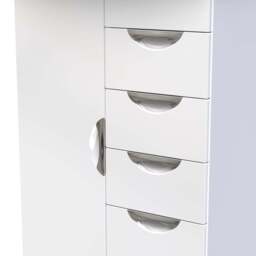 Crowndale Camden Single Door 6 Drawer White Gloss and White Kids Wardrobe Ready Assembled - White Gloss & White - Wilko - thumbnail 7