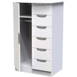 Crowndale Camden Single Door 6 Drawer White Gloss and White Kids Wardrobe Ready Assembled - White Gloss & White - Wilko - thumbnail 5