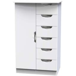 Crowndale Camden Single Door 6 Drawer White Gloss and White Kids Wardrobe Ready Assembled - White Gloss & White - Wilko - thumbnail 4