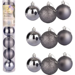 Shatchi 15cm Dark Grey Shatterproof Christmas Bauble 3 Pack - Wilko - thumbnail 3