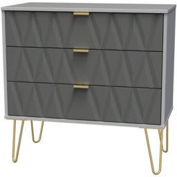 Crowndale Diamond 3 Drawer Matt Shadow and Grey Chest of Drawers - Wilko - thumbnail 3