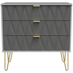 Crowndale Diamond 3 Drawer Matt Shadow and Grey Chest of Drawers - Wilko - thumbnail 4