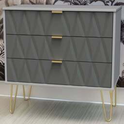 Crowndale Diamond 3 Drawer Matt Shadow and Grey Chest of Drawers - Wilko - thumbnail 1