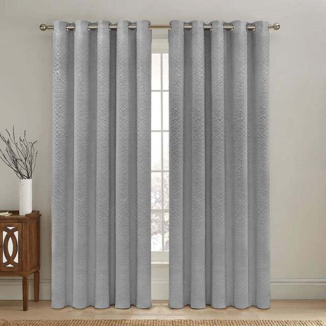 Velosso Winchester Grey Pinsonic Blackout Curtain 168 x 182cm - Size: W 168 x D 182cm - Wilko - image 1