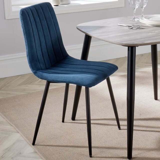 Core Products Aspen Set of 2 Blue and Black Straight Stitch Cord Dining Chair - Wilko - image 1