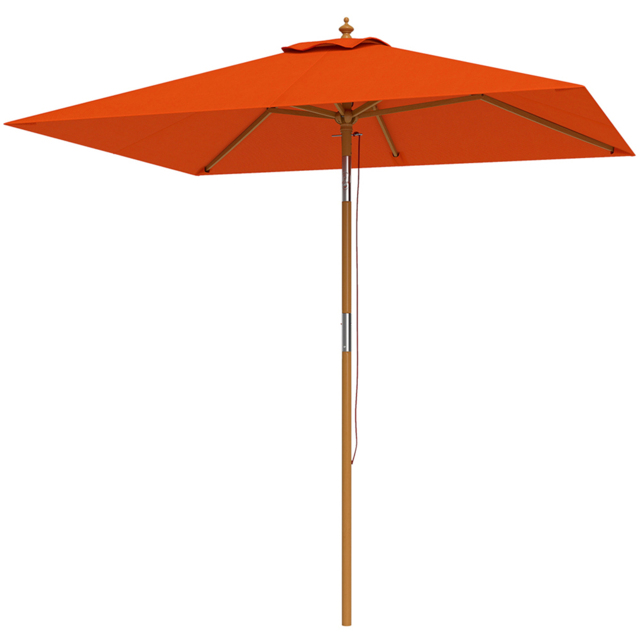Outsunny Orange Tilt Wooden Garden Parasol 2m - Size: 235 x 200 x 150cm - Wilko - image 1