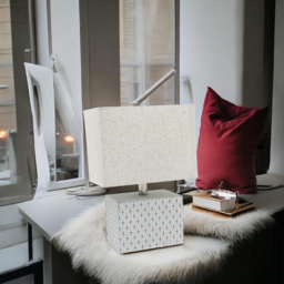 Acacia Home White Shade Grey Ceramic Table Lamp - Size: 20 x 15 x 10cm - Wilko - thumbnail 3