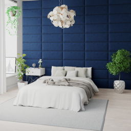 Aspire EasyMount Navy Plush Velvet Upholstered Wall Mounted Headboard Panels 8 Pack - Blue - Aspire Beds - Wilko - thumbnail 3