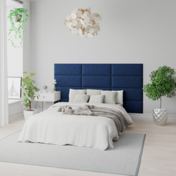 Aspire EasyMount Navy Plush Velvet Upholstered Wall Mounted Headboard Panels 8 Pack - Blue - Aspire Beds - Wilko