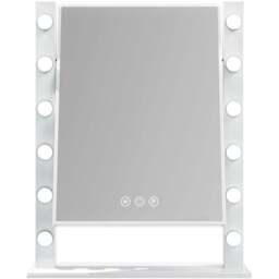 Jack Stonehouse White Mae Hollywood Vanity Mirror with 12 LED Bulb - Size: 55 x 44cm - Wilko - thumbnail 1