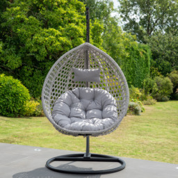 Artemis Home Abingdon Single Light Grey Rattan Effect Hanging Egg Pod Chair - Size: 1 Seater - Wilko - thumbnail 1
