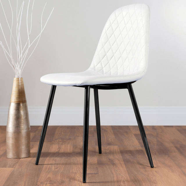 Furniturebox Solara Set of 2 White and Black Faux Leather Dining Chair - Wilko - image 1