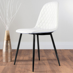 Furniturebox Solara Set of 2 White and Black Faux Leather Dining Chair - Wilko - thumbnail 1