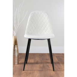 Furniturebox Solara Set of 2 White and Black Faux Leather Dining Chair - Wilko - thumbnail 3