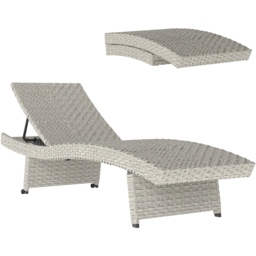 Outsunny Grey Rattan 4 Position Adjustable Sun Lounger - Size: 41 x 60 x 195cm - Wilko - thumbnail 3