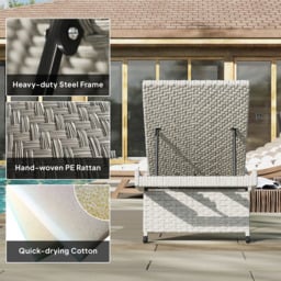 Outsunny Grey Rattan 4 Position Adjustable Sun Lounger - Size: 41 x 60 x 195cm - Wilko - thumbnail 5