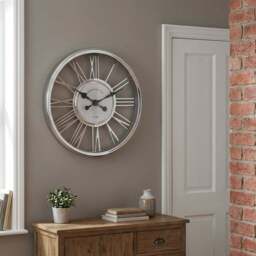 Silver 3D Round Wall Clock 45cm - Wilko - thumbnail 3