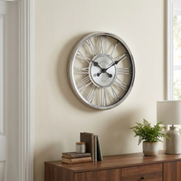 Silver 3D Round Wall Clock 45cm - Wilko - thumbnail 6
