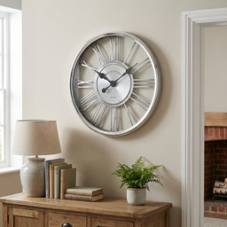 Silver 3D Round Wall Clock 45cm - Wilko - thumbnail 7