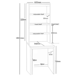 R White Cabinets 4 Shelf Small Laptop Desk with Hutch Brown - Size: 182.8 x 60 x 54cm - Wilko - thumbnail 6