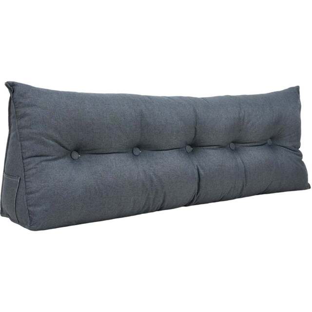 Living and Home Dark Grey Washable Wedge Headboard Pillow with Side Pocket 50 x 180cm - Size: 50 x 180 x 20cm - Wilko - image 1