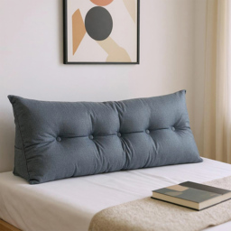 Living and Home Dark Grey Washable Wedge Headboard Pillow with Side Pocket 50 x 180cm - Size: 50 x 180 x 20cm - Wilko - thumbnail 3