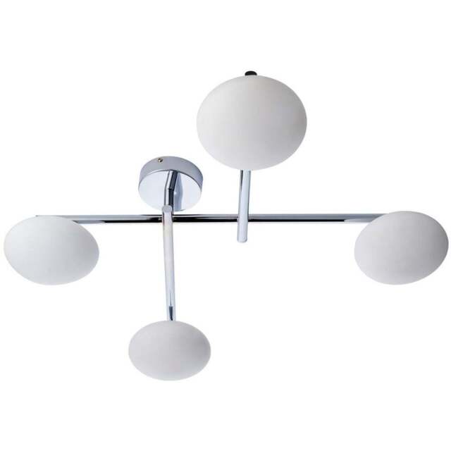 Merano Oristano Semi Flush Chrome Plate 4 Light Semi Flush Ceiling Light - Size: 64 x 66 x 0.1cm - Silver - Wilko - image 1